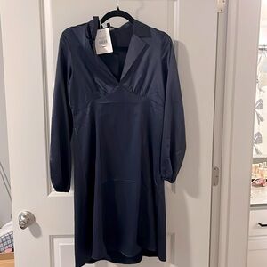 Gorgeous knee length the satin navy blue dresss